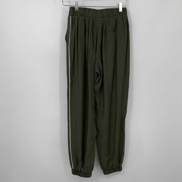 Sen jogger pants olive green silver sparkle leg stripe drawstring waist women XS - Picture 1 of 5